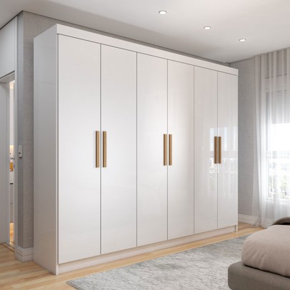 Guarda-Roupa Casal Aurora Radiante 6 Portas 2 Gavetas Branco Neve - Panorama Móveis