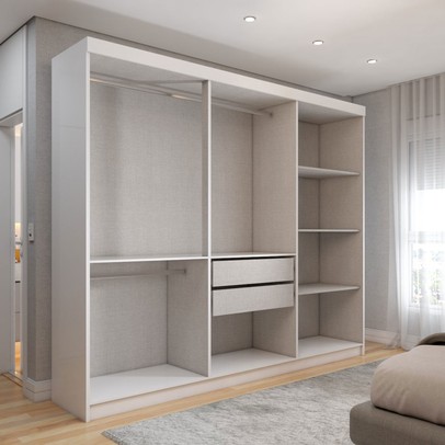 Guarda-Roupa Casal Aurora Radiante 6 Portas 2 Gavetas Branco Neve - Panorama Móveis