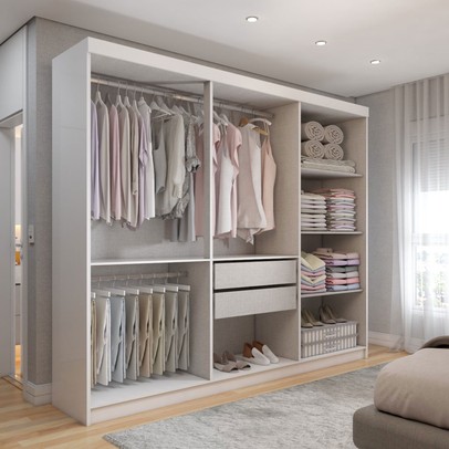 Guarda-Roupa Casal Aurora Radiante 6 Portas 2 Gavetas Branco Neve - Panorama Móveis