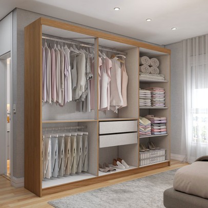 Guarda-Roupa Casal Aurora Radiante 6 Portas 2 Gavetas Marrocos/Off White - Panorama Móveis