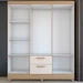 Guarda-Roupa Solteiro Virtuoso 6 Portas 2 Gavetas com Espelho Canelato/Off White - Panorama Móveis