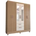 Guarda-Roupa Solteiro Virtuoso 6 Portas 2 Gavetas com Espelho Canelato/Off White - Panorama Móveis
