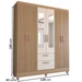 Guarda-Roupa Solteiro Virtuoso 6 Portas 2 Gavetas com Espelho Canelato/Off White - Panorama Móveis