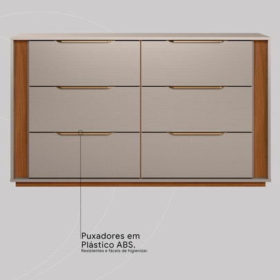 Cômoda Giardino 6 Gavetas Nogueira/Nude Prime Tx -  Demóbile