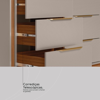 Cômoda Giardino 6 Gavetas Nogueira/Nude Prime Tx -  Demóbile