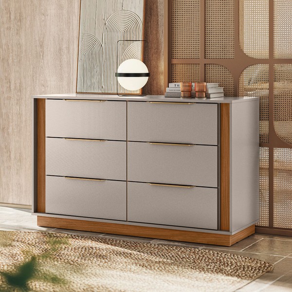 Cômoda Giardino 6 Gavetas Nogueira/Nude Prime Tx -  Demóbile