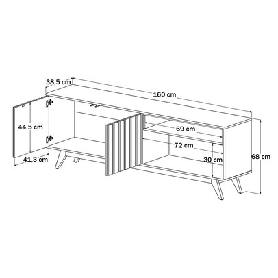 Rack para TV Até 65 Polegadas Buriti 2 Portas Ripado Off White/Freijó - Giga Móveis