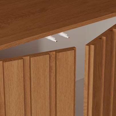 Rack para TV Até 65 Polegadas Buriti 2 Portas Ripado Off White/Freijó - Giga Móveis