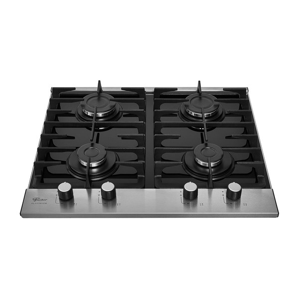 Cooktop 4 Bocas Platinium G Il A Gás com Vidro Preto - Fischer