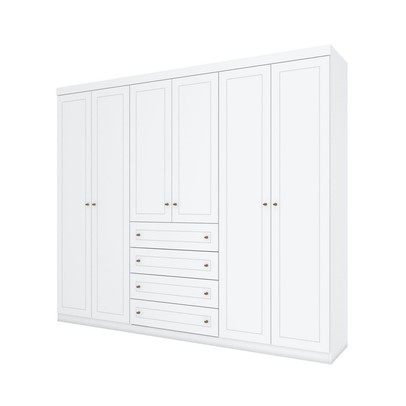 Guarda-Roupa Casal Arizona 6 Portas 4 Gavetas Branco Hp - Henn