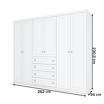 Guarda-Roupa Casal Arizona 6 Portas 4 Gavetas Branco Hp - Henn