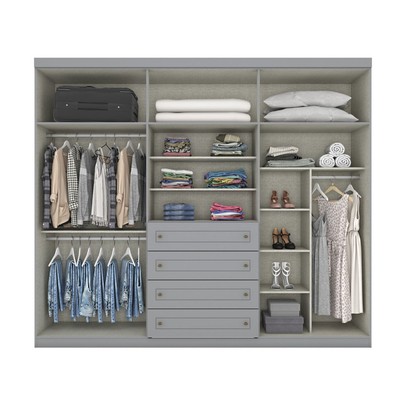 Guarda-Roupa Casal Arizona 6 Portas 4 Gavetas Cinza - Henn