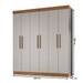 Guarda-Roupa Casal New Xangai 6 Portas 2 Gavetas 100% Mdf Lunar/Nogueira - Doripel
