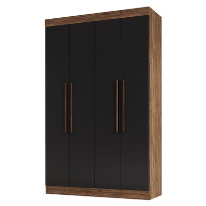 Guarda-Roupa Solteiro Orlando 4 Portas 2 Gavetas Castanho/Preto - Doripel