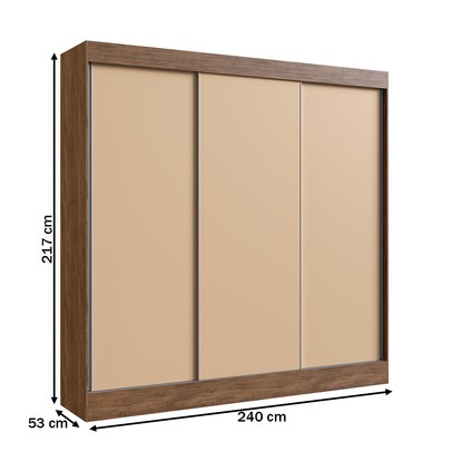 Guarda-Roupa Casal Michigan 3 Portas 4 Gavetas 100% Mdf Castanho/Nude - Doripel