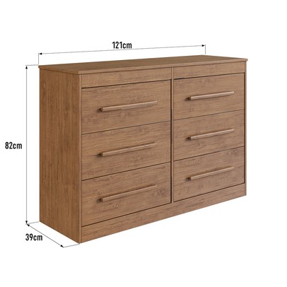 Cômoda Arizona 6 Gavetas 100% Mdf Nogueira - Doripel