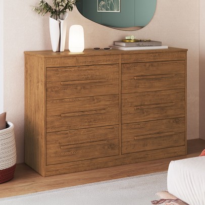 Cômoda Arizona 6 Gavetas 100% Mdf Nogueira - Doripel