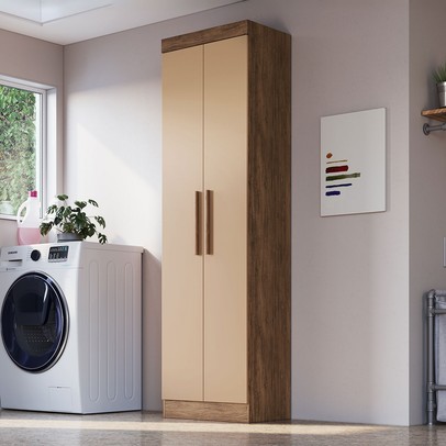 Armário Multiuso Charlotte 2 Portas 1 Gaveta 100% Mdf Castanho/Nude - Doripel