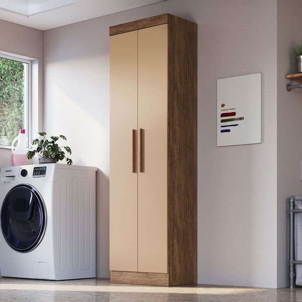 Armário Multiuso Charlotte 2 Portas 1 Gaveta 100% Mdf Castanho/Nude - Doripel