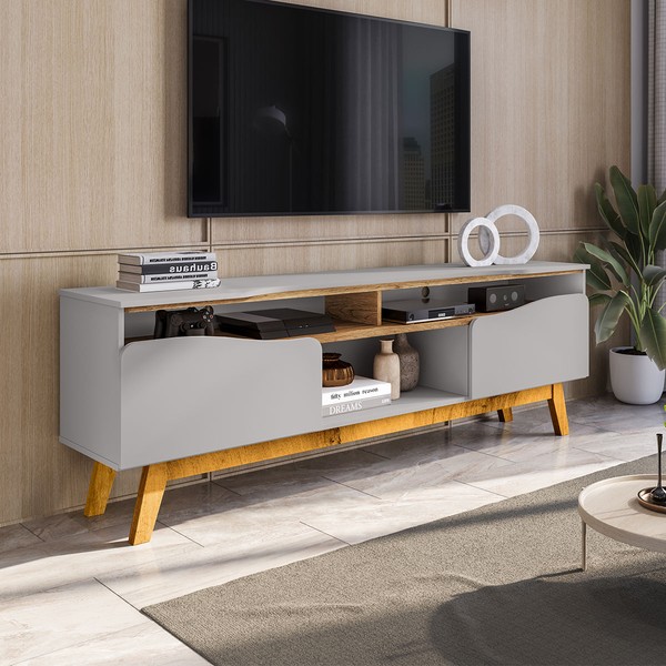 Rack para TV Até 65 Polegadas Ilhabela 2 Portas Off White/Cinamomo - Móveis Bechara