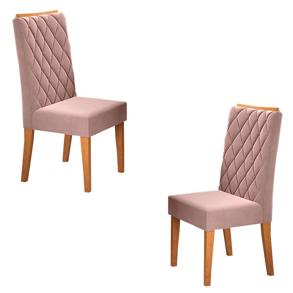 Cadeiras Kit 2 Cadeiras Prisma Veludo Rosa - Pnr Móveis