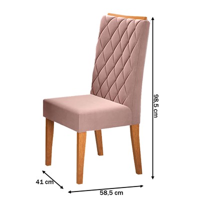 Cadeiras Kit 2 Cadeiras Prisma Veludo Rosa - Pnr Móveis