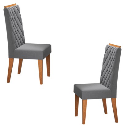 Cadeiras Kit 2 Cadeiras Prisma Veludo Cinza - Pnr Móveis