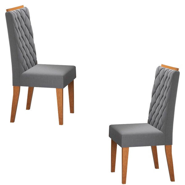 Cadeiras Kit 2 Cadeiras Prisma Veludo Cinza - Pnr Móveis