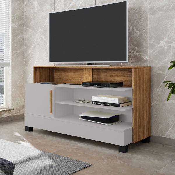 Rack para TV Até 48 Polegadas Pipa 1 Porta Off White/Cinamomo - Móveis Bechara