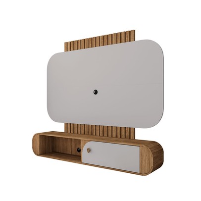 Painel para TV Até 55 Polegadas Jurerê 1 Porta Cinamomo/Off White - Móveis Bechara