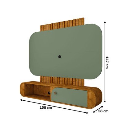 Painel para TV Até 55 Polegadas Jurerê 1 Porta Naturalle/Pistache - Móveis Bechara
