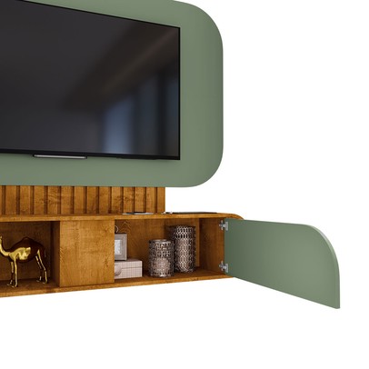Painel para TV Até 55 Polegadas Jurerê 1 Porta Naturalle/Pistache - Móveis Bechara