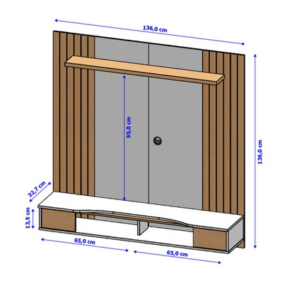 Painel para TV Até 55 Polegadas Ipanema 1 Prateleira Cinamomo/Off White - Móveis Bechara