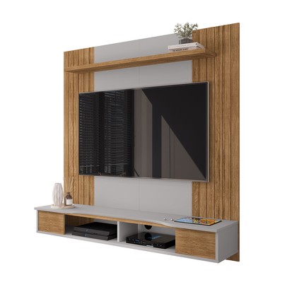 Painel para TV Até 55 Polegadas Ipanema 1 Prateleira Cinamomo/Off White - Móveis Bechara