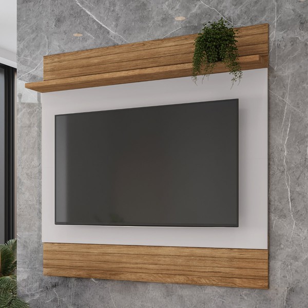Painel para TV para TV Até 55 Polegadas Guarujá 1 Prateleira Cinamomo/Off White - Móveis Bechara