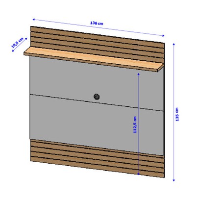 Painel para TV para TV Até 55 Polegadas Guarujá 1 Prateleira Naturalle/Off White - Móveis Bechara