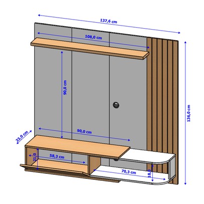 Painel para TV Até 55 Polegadas Paraty 1 Porta Cinamomo/Off White - Móveis Bechara
