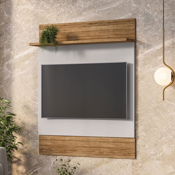 Painel para TV Até 48 Polegadas Guaratuba 1 Prateleira Cinamomo/Off White - Móveis Bechara