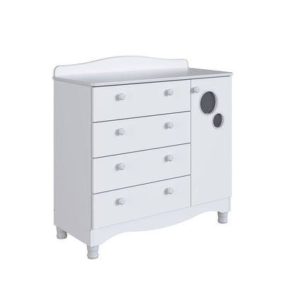 Cômoda Infantil Encanto 4 Gavetas e 1 Porta Branco - Completa Móveis