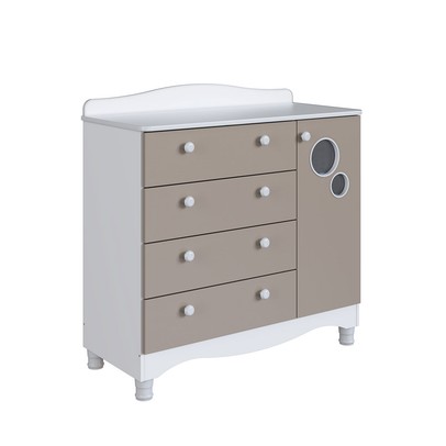Cômoda Infantil Encanto 4 Gavetas e 1 Porta Cinnamon/Branco - Completa Móveis
