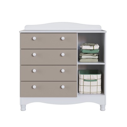 Cômoda Infantil Encanto 4 Gavetas e 1 Porta Cinnamon/Branco - Completa Móveis