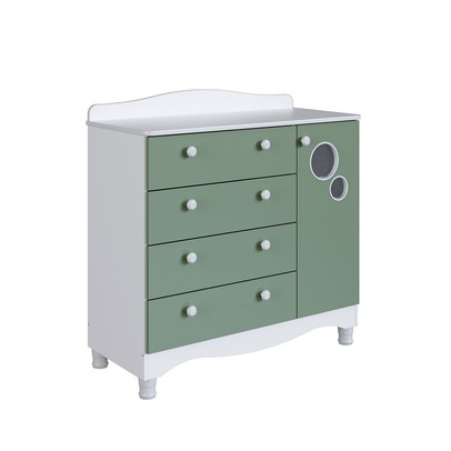 Cômoda Infantil Encanto 4 Gavetas e 1 Porta Verde/Branco - Completa Móveis
