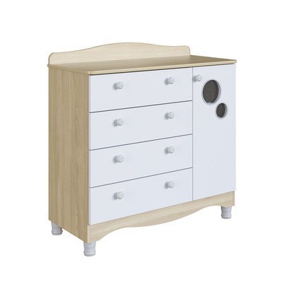 Cômoda Infantil Encanto 4 Gavetas e 1 Porta Carvalho Araguaia/Branco - Completa Móveis