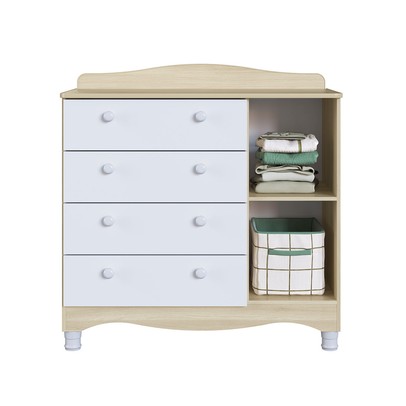 Cômoda Infantil Encanto 4 Gavetas e 1 Porta Carvalho Araguaia/Branco - Completa Móveis