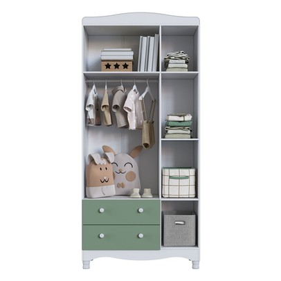 Guarda-Roupa Infantil Encanto 3 Portas e 2 Gavetas Verde/Branco - Completa Móveis