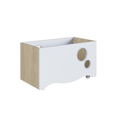 Baú de Brinquedos Encanto com Rodízios Carvalho Araguaia/Branco - Completa Móveis