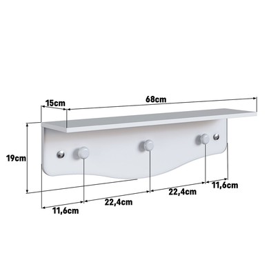 Prateleira Infantil Encanto com Cabideiro Branco - Completa Móveis