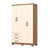 Guarda-Roupa Solteiro Caju 4 Portas 3 Gavetas Nature/Off White - Henn
