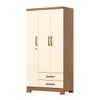 Guarda-Roupa Solteiro Açaí 3 Portas 2 Gavetas Nature/Off White - Henn