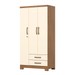 Guarda-Roupa Solteiro Açaí 3 Portas 2 Gavetas Nature/Off White - Henn